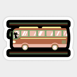 Retro Cat Driving a Bus Mask T-Shirt iPhone Sweatshirt Sticker